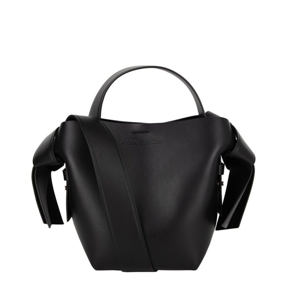 Acne Black Sculpted Leather Tote with Top Handle